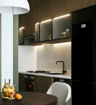Modern studio apartment with elegant finishing